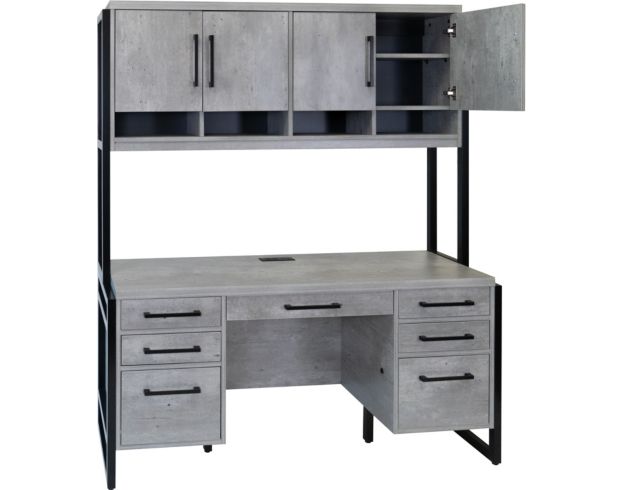 Martin Furniture Mason Gray Credenza Desk and Hutch large image number 3