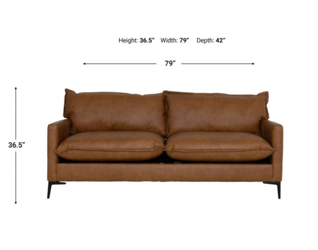 Max Home Llc Blakely Saddle Brown Genuine Leather Sofa large image number 9