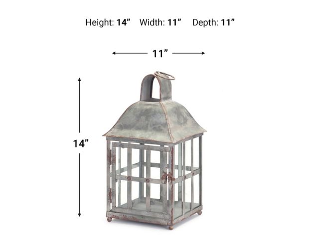 Melrose International Gray Metal Lanterns Set of 2 large image number 3