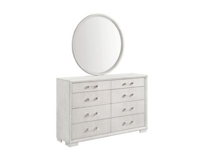 Martin Svensson Home Nirvana White Linen Round Dresser Mirror