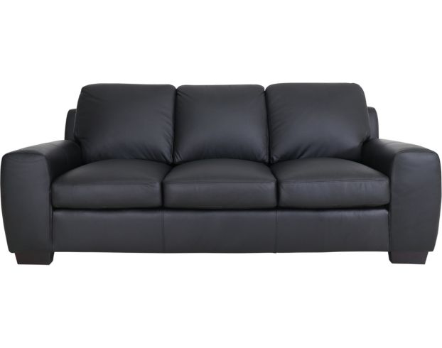 North American Leather Vantage Raven Black Genuine Leather Sofa Homemakers