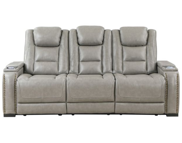 New Classic Breckenridge Gray Leather Power Reclining Sofa large image number 1