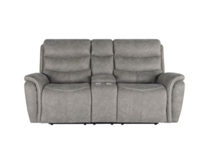 New Classic Home Furnishings Kamari Gray Reclining Console Loveseat