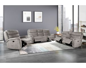 New Classic Home Furnishings Kamari Gray Reclining Console Loveseat