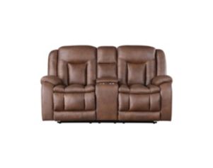 New Classic Home Furnishings Morello Brown Dual Reclining Loveseat with Console