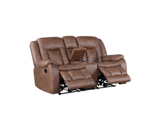 New Classic Home Furnishings Morello Brown Dual Reclining Loveseat with Console large image number 3