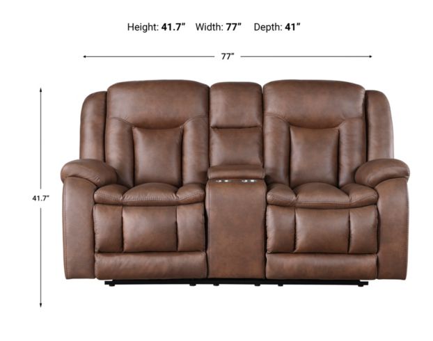 New Classic Home Furnishings Morello Brown Dual Reclining Loveseat with Console large image number 8