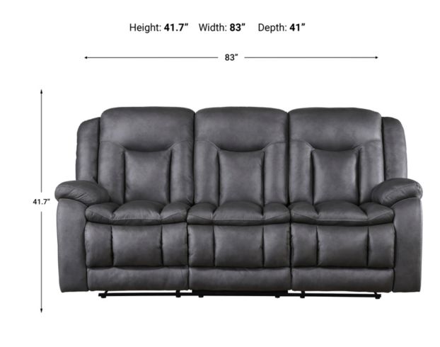 New Classic Home Furnishings Morello Gray Dual Reclining Sofa large image number 8