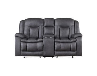 New Classic Home Furnishings Morello Gray Reclining Loveseat with Console