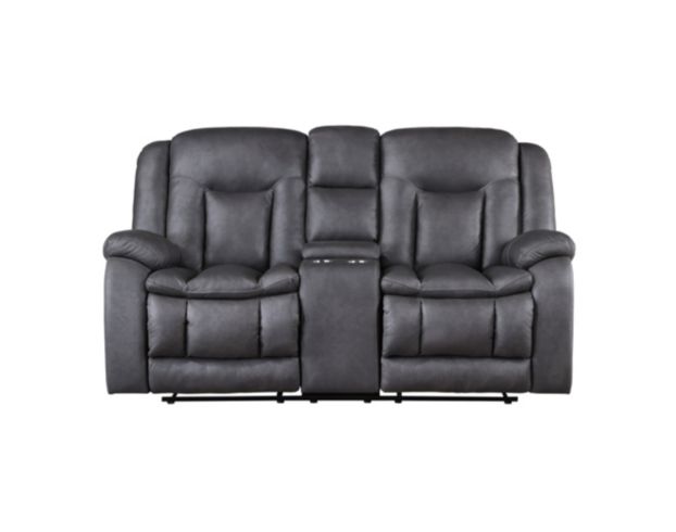 New Classic Home Furnishings Morello Gray Reclining Loveseat with Console large image number 1