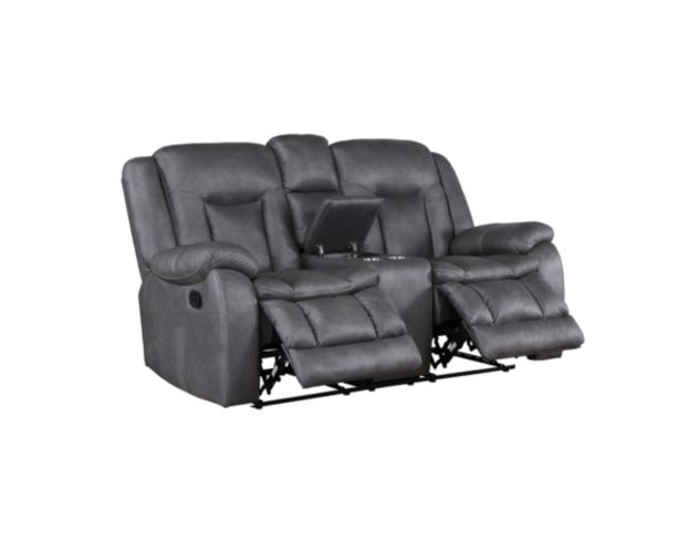 New Classic Home Furnishings Morello Gray Reclining Loveseat with Console large image number 3