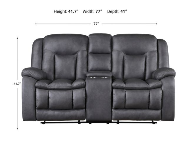 New Classic Home Furnishings Morello Gray Reclining Loveseat with Console large image number 8