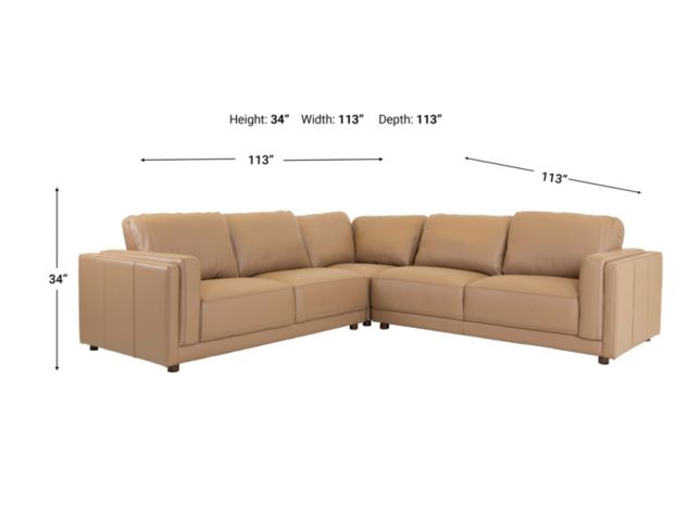 Nice Link Home Furnishings 9670 Collection camel 100% Leather 3-Piece Sectional large image number 6