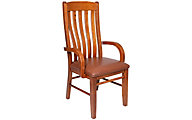 Oakwood Industries Mission Arm Chair with Leather Seat