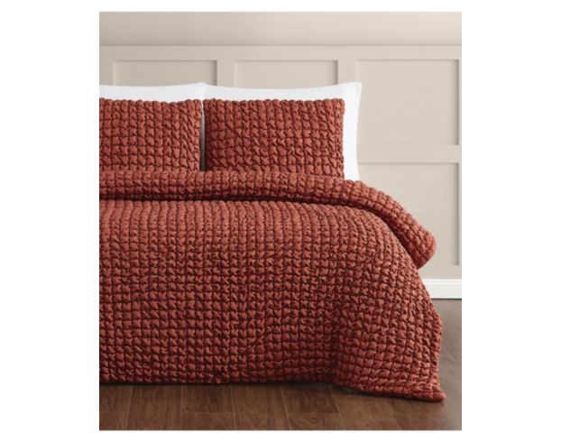 Pem-America Christian Siriano NY Rust Textured Puff 3-Piece Comforter Set large image number 4