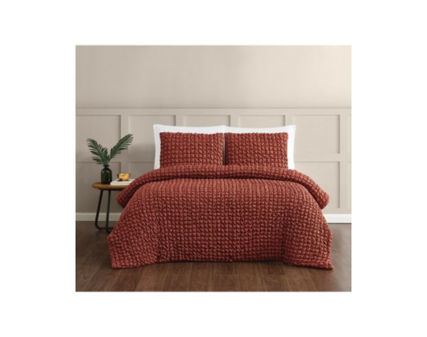 Pem-America Christian Siriano NY Rust Textured Puff 3-Piece King Comforter Set large image number 3