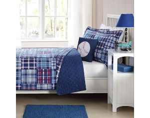 Pem-America, Inc. My World Navy Plaid 3-Piece Twin Quilt Set