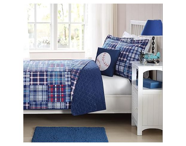 Pem-America, Inc. My World Navy Plaid 3-Piece Twin Quilt Set large image number 1