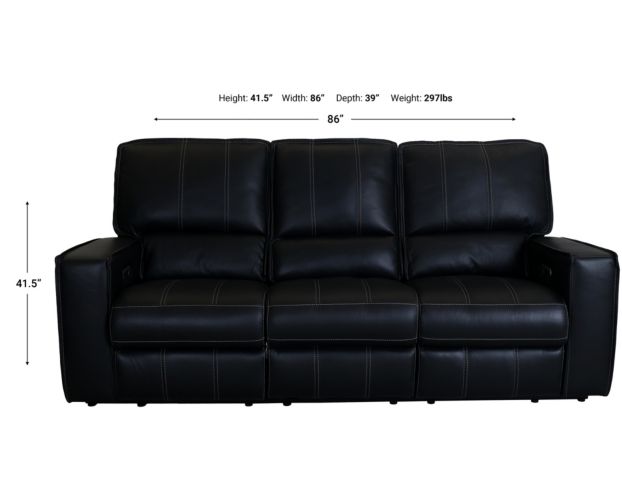 Parker House Rockford Black Leather Power Reclining Sofa large image number 6