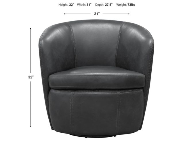 Parker House Barolo Slate 100% Leather Swivel Club Chair large image number 7