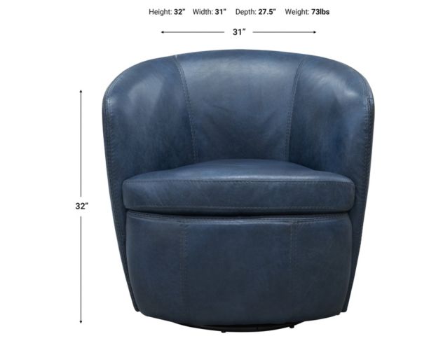 Parker House Barolo Navy 100% Leather Swivel Club Chair large image number 7