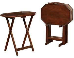 Powell Oliver Brown Octagon Tray Tables