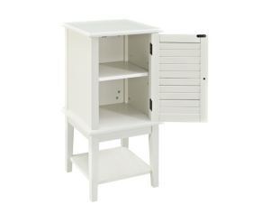 Powell White Shutter Door Storage Accent Table