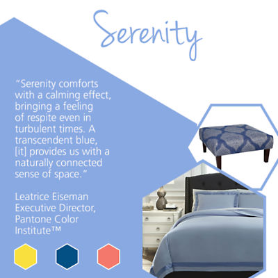Update your home with stylish home goods featuring Pantone spring colors like Serenity.