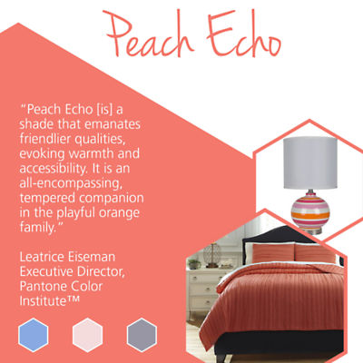 Update your home with stylish home goods featuring Pantone spring colors like Peach Echo.