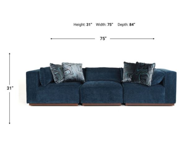 Rowe Furniture Dimitry Indigo 3-Piece Sectional large image number 8