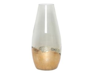 Sagebrook 15" Clear Gold Dipped Vase