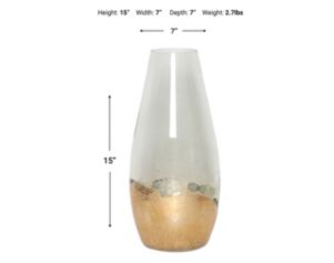 Sagebrook 15" Clear Gold Dipped Vase