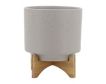 Sagebrook 10" Beige Planter with Wood Stand small image number 1