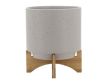 Sagebrook 10" Beige Planter with Wood Stand small image number 2