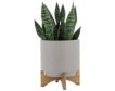 Sagebrook 10" Beige Planter with Wood Stand small image number 5