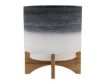 Sagebrook 10" Gray Ombre Planter with Wood Stand small image number 2