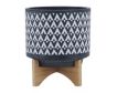 Sagebrook 10" Gray Geometric Planter with Wood Stand small image number 1