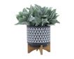 Sagebrook 10" Gray Geometric Planter with Wood Stand small image number 3
