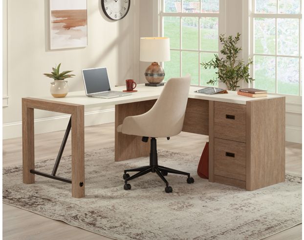 Sauder Dixon City Brushed Oak L-Shaped Desk large image number 1