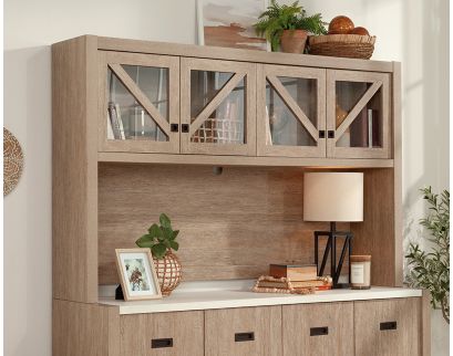 Sauder Dixon City Brushed Oak Hutch and Credenza