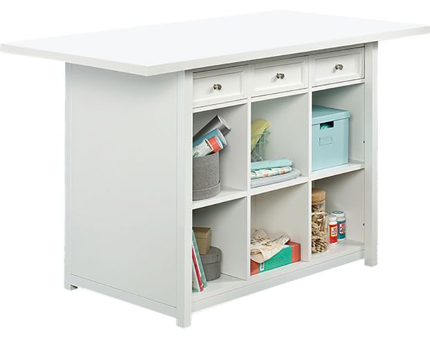 Sauder Craft Pro 8 Cubby Open Storage Cabinet with Hutch in White
