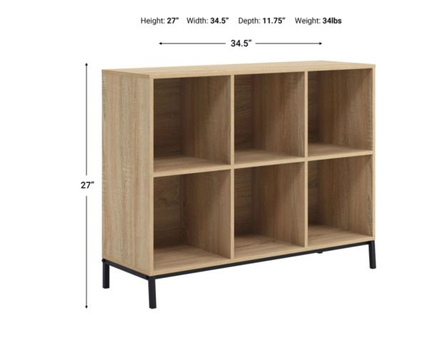 Sauder North Avenue Brown Short 6 Cube Bookcase Homemakers