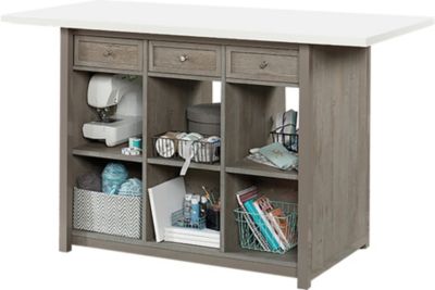 Sauder Craft Pro 8 Cubby Open Storage Cabinet with Hutch in White