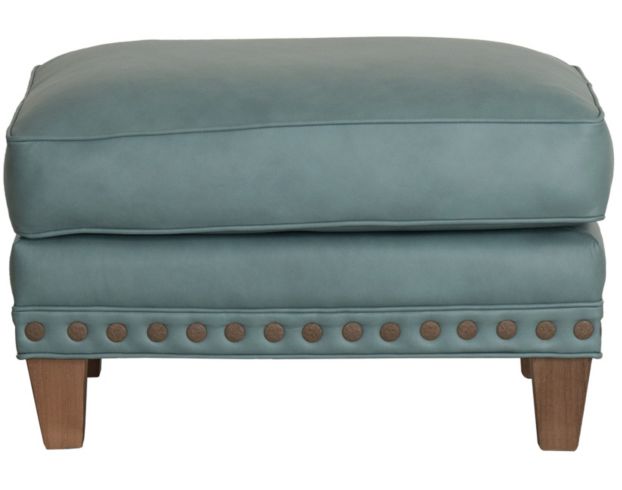 Smith Brothers 227 Collection Teal 100% Leather Ottoman large image number 1