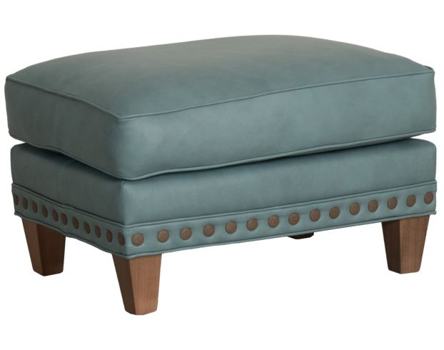 Smith Brothers 227 Collection Teal 100% Leather Ottoman large image number 2