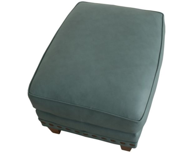 Smith Brothers 227 Collection Teal 100% Leather Ottoman large image number 4