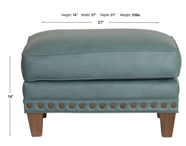 Smith Brothers 227 Collection Teal 100% Leather Ottoman large image number 5