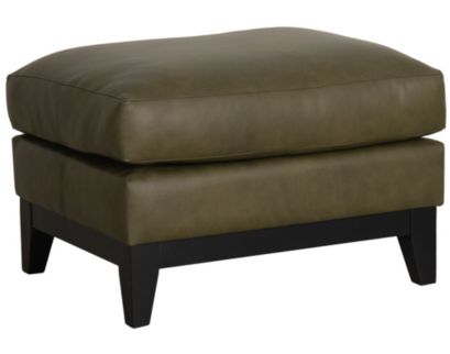 Smith Brothers 232 Collection Green Genuine Leather Ottoman