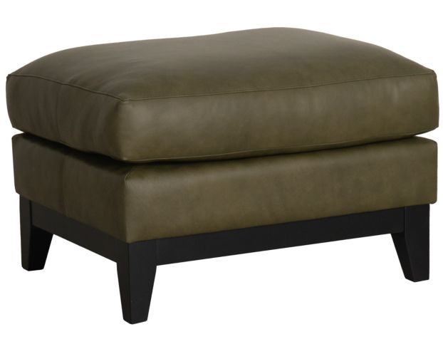 Smith Brothers 232 Collection Green 100% Leather Ottoman large image number 2
