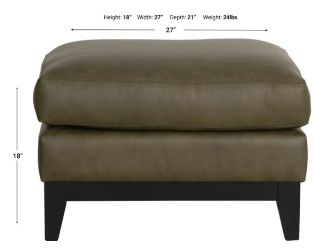 Smith Brothers 232 Collection Green 100% Leather Ottoman large image number 5